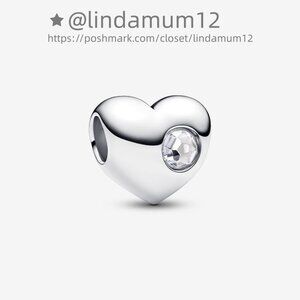 Pandora Engravable Clear Stone Heart Charm